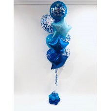 Happy Birthday, Confetti and Foil Stars (Blue)